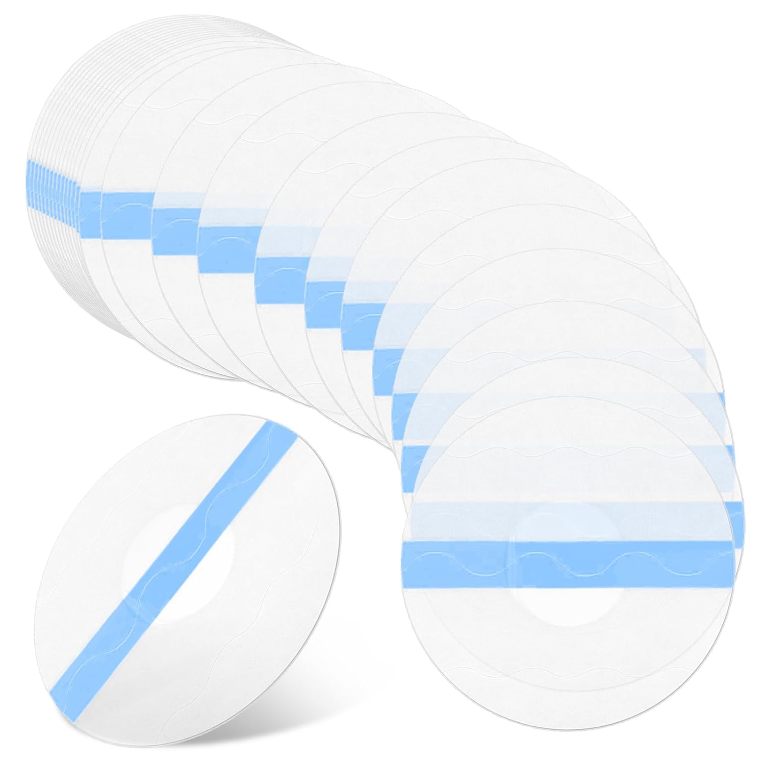 50 Pack Sensor Covers Compatible with Freestyle Libre 1/2, Breathable Waterproof Transparent Blue CGM Sensor Patches, Strong Stick Glucose Monitor Patch Without Glue in The Center (Blue)