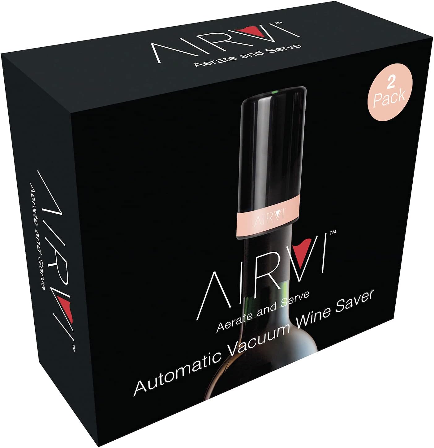 Automatic Vacuum Wine Saver - Premium Wine Bottle Preserver with Vacuum Pump, Ensuring Optimal Freshness, Wine Vacuum Stopper for Standard Wine Bottles (2 Pack, Rose Gold)