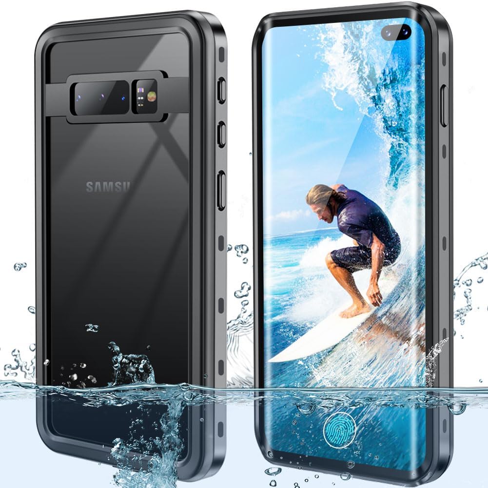 Waterproof Case for Samsung Galaxy S10 Plus, IP68 Full Sealed Built in Screen Protector for Galaxy S10 Plus Case, 6.4 in Waterproof Case for Galaxy S10 Plus, Black
