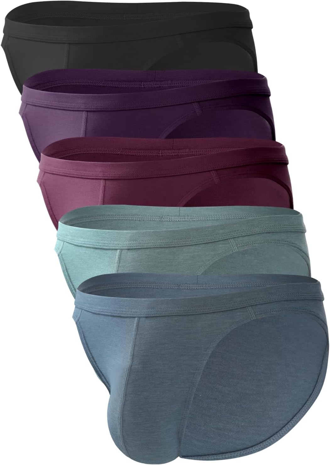 BAMBOO COOL Men's Bikini Underwear Soft Breathable Mens Bikini Briefs Tagless Mens Sexy Underwear with Contour Pouch 5 Pack