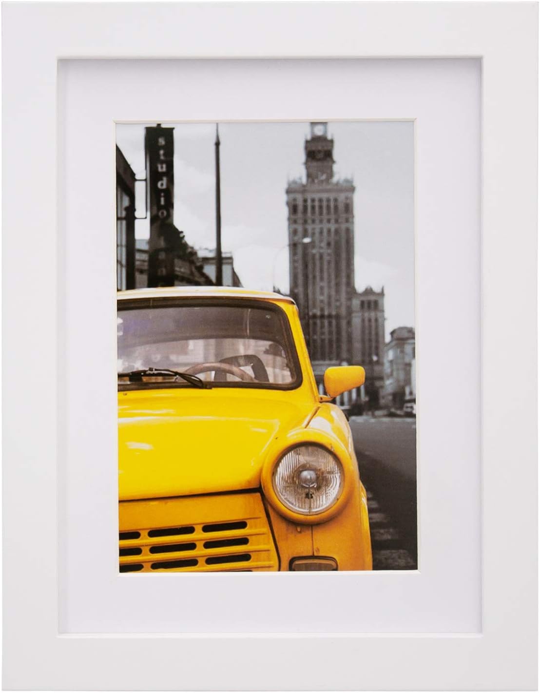 EGOFINE 8x6 Photo Frames - Wooden Frames Matted for 4x6,Solid Wood Picture Frames for Table Top and Wall Mounting,White