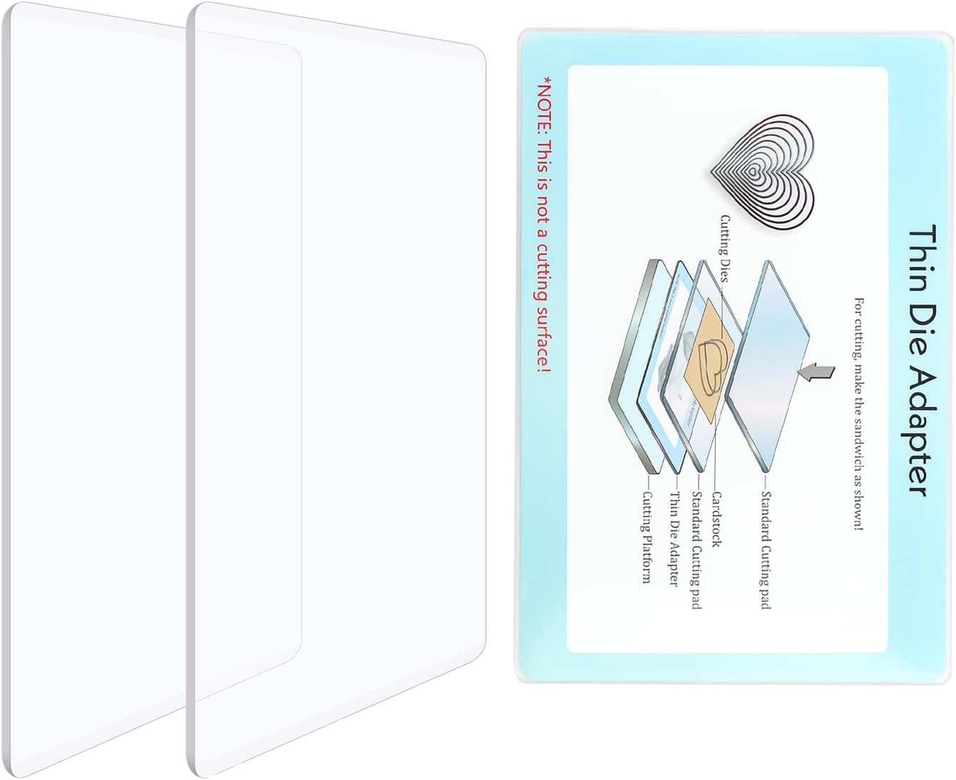 OTCRAFT 3 Pcs/Set Standard Cutting Pads and Thin Die Adapter for Die Cutting Machine for Die Cutting Machine；Clear Polycarbonate Cutting Pads Die Cutting Plates DIY Scrapbooking Paper Crafting