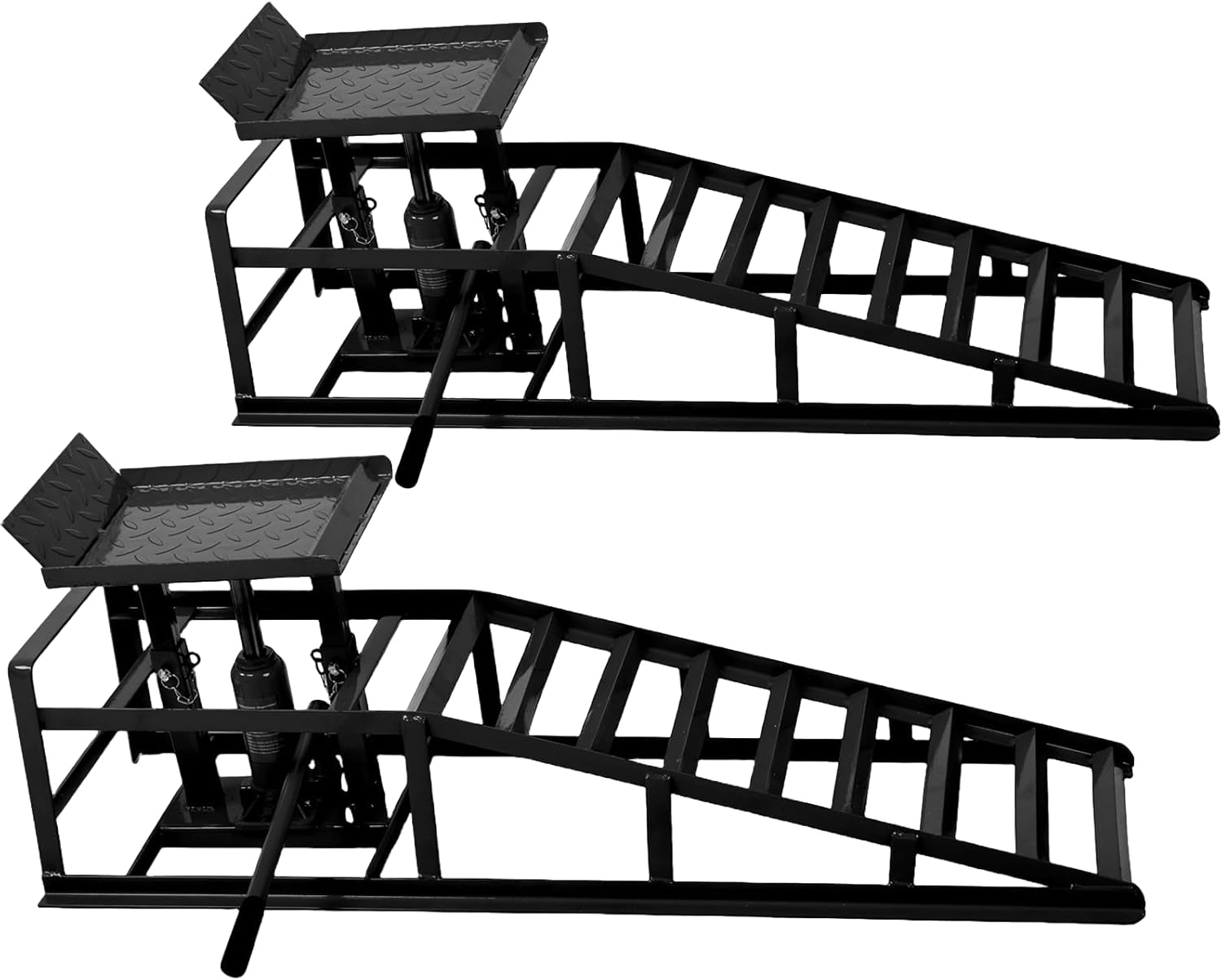 2 Pack Auto Car Truck Service Ramps Lifts,11023lbs(5T) Heavy Duty Garage Car Lift Hydraulic Ramps,Portable Car Ramps for Oil Changes,Low New Car Ramps,High Lift Height Adjust 9.8"-16.21"