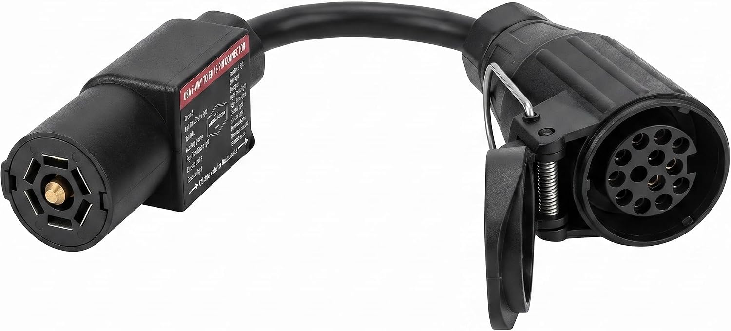 New Upgrade 13 Pin to 7 Pin Adapter - European to US Trailer Adapter