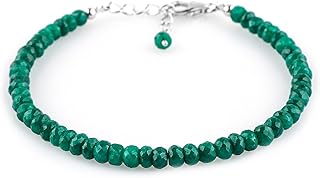 CRYSTALIS Natural Green Sapphire Color Corundum Beads Adjustable Bracelet, High Grade Beaded Crystals, Chakra Healing Gemstone, Gift Giving Women Jewelry, 925 Sterling Silver Slider 8 inch