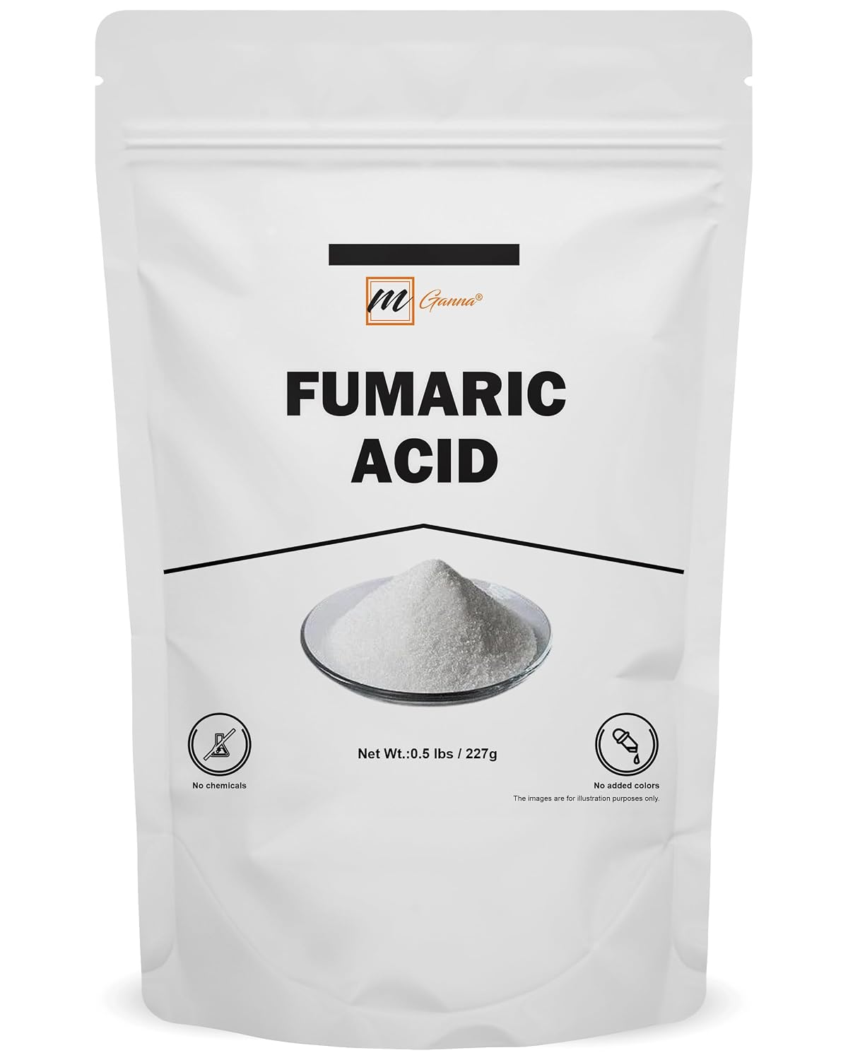 mGanna® Fumaric Acid Powder – 0.5Lbs / 227 GMS Fine Granular Food-Grade Ingredient – High Purity Powder