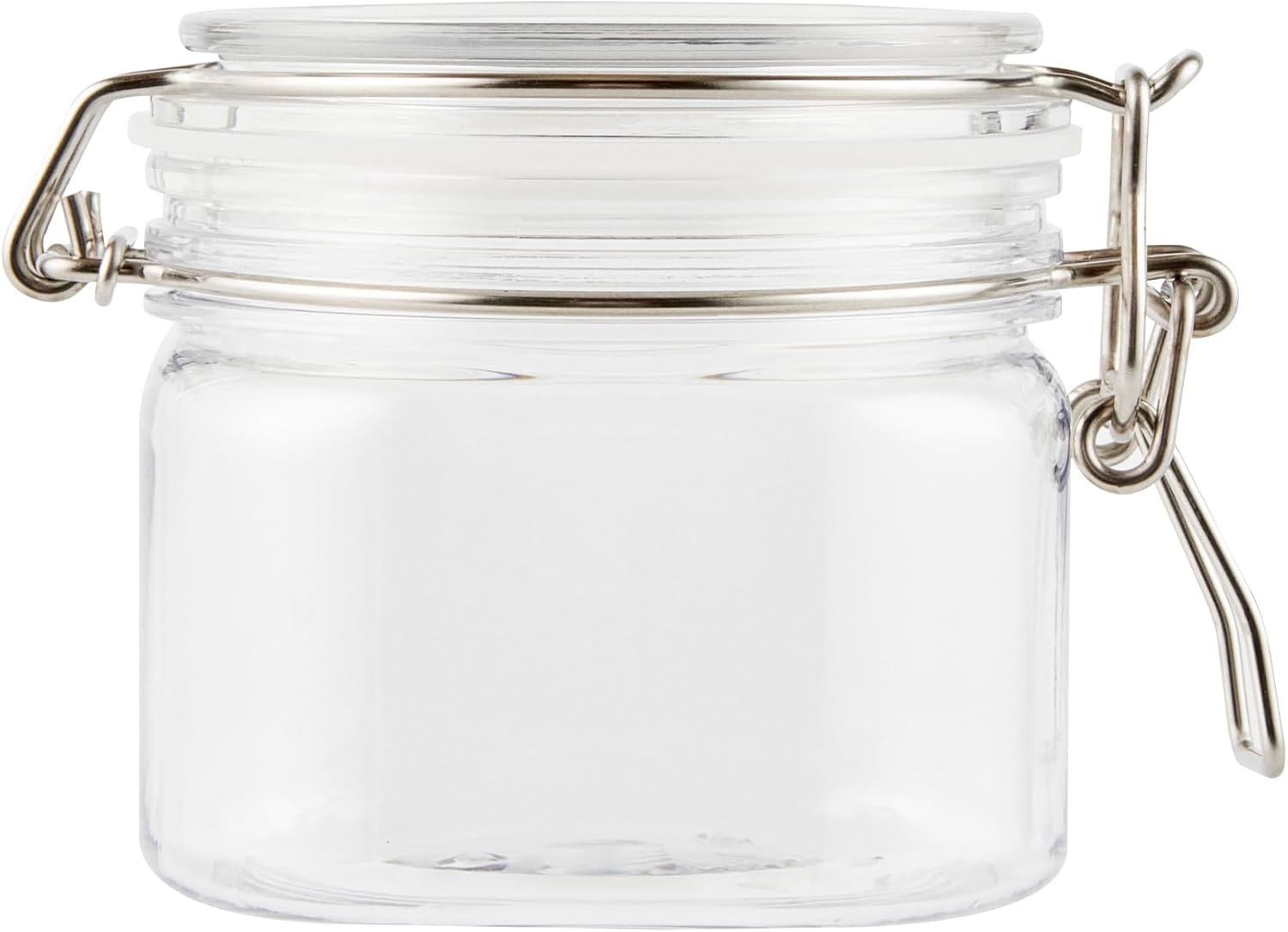 Restaurantware-Met Lux 14 Ounce Hinged Food Storage Jars, 2 Airtight Jars With Lids - Rubber Gasket, Wide Mouth, Clear Plastic Square Canisters, For Kitchen And Pantry Storage Of Bulk Dry Food
