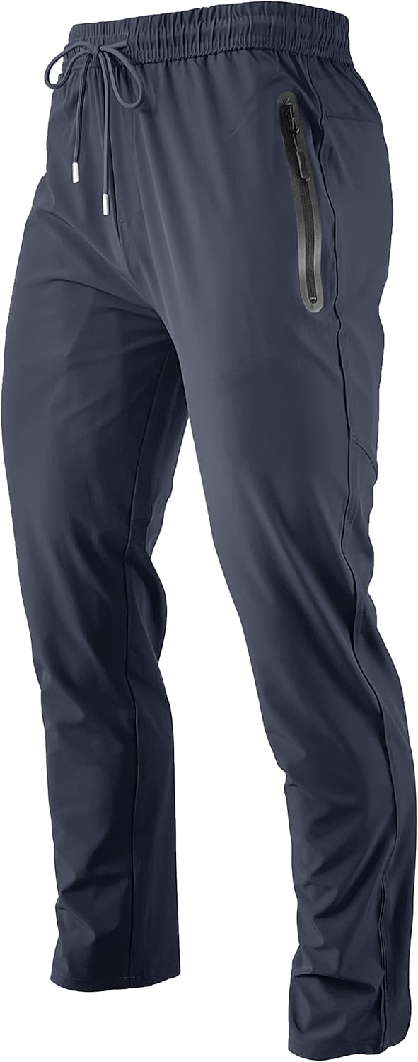 Men's Lightweight Quick Dry Hiking Running Pants Outdoor Sports Breathable Zipper Pockets Athletic Work Pants
