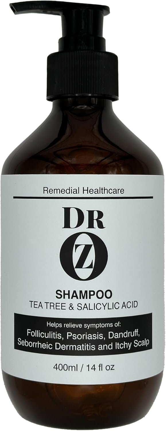 Dr Oz Shampoo with Tea Tree & Salicylic Acid. Folliculitus Shampoo, Psoriasis Shampoo, Dandruff Shampoo, Seborrheic Dermatitus Shampoo, Itchy Scalp Shampoo.