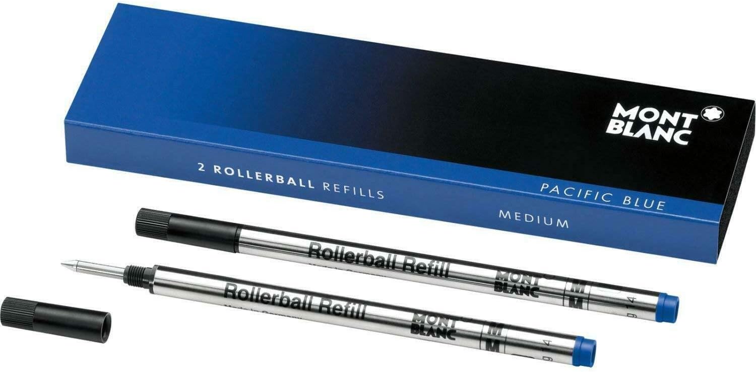 Montblanc Rollerball Refills (M) Royal Blue 105159 – Refill Cartridge with a Medium Nib for Rollerball Pens – 2 x Purple Pen Refills