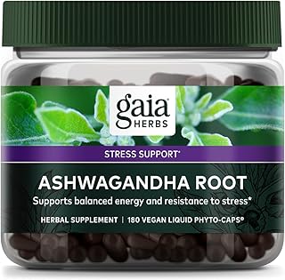 Gaia Herbs Ashwagandha Root - Made with Organic Ashwagandha Root to Help Support a Healthy Response to Stress, The Immune System, and Restful Sleep - 180 Count (Pack of 1)