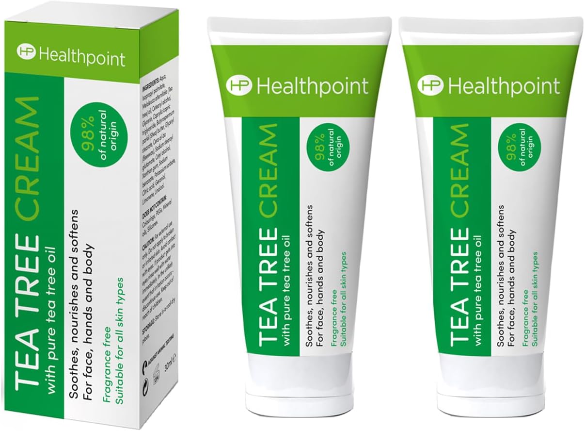 Healthpoint Natural Face & Body Cream with Australian Tea Tree – Soothing Tea Tree Cream for Skin, Antiseptic Cream, Tea Tree Moisturising Cream, Face Cream for Women, 2 Pack + Cheeroo Magnet