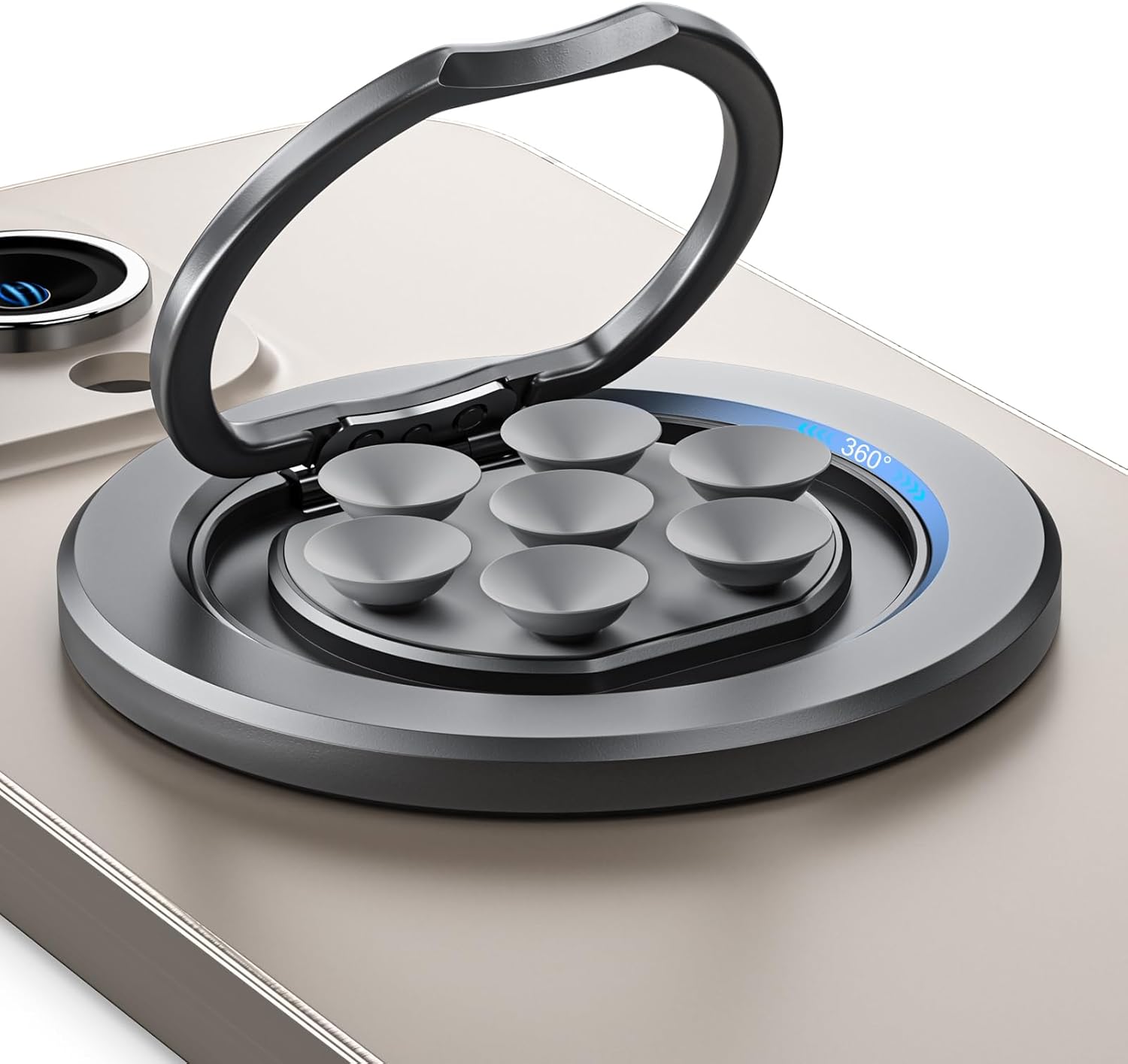 Magnetic Suction Cup Phone Grip Stand Ring Holder for MagSafe, 360° Strong Grip Phone Mount for iPhone 16/15/14/13/12/Pro Max/Pro/Plus/Mini, Hands-Free Selfie/Video for Mirror TikTok