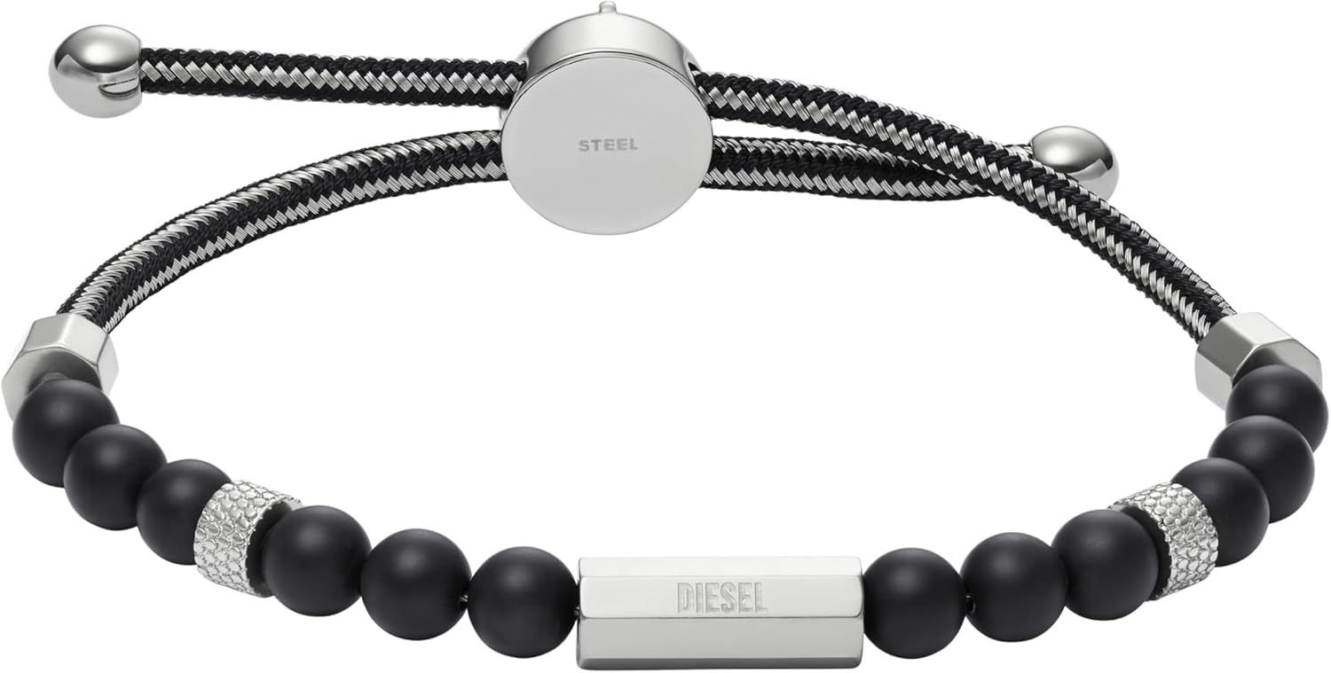 Diesel Stainless Steel and Beaded Bracelet for Men