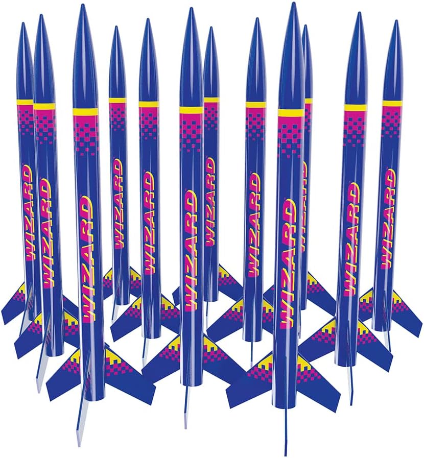 Estes - 1754 Wizard Flying Model Rocket Bulk Pack (Pack of 12) | Intermediate Rocket Kit | Step-by-Step Instructions | Science Education Kits | Great for Teachers, Youth Group Leaders and Birthdays,Blue