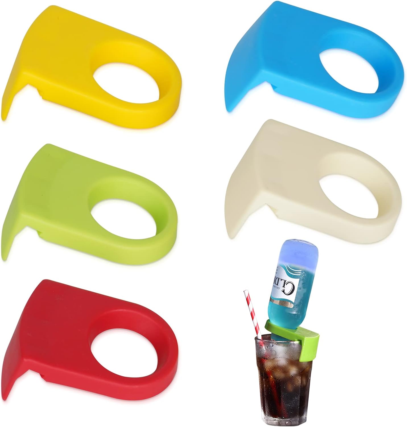 ABS Drink Clips Bottle Buckle Holders Beer Cocktail Snap for Schooner & Goblet Glasses (Random Color) (5pcs)