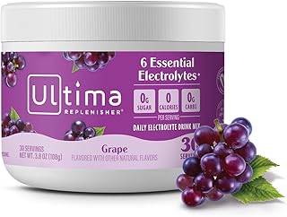 Ultima Replenisher Daily Electrolyte Powder Drink Mix – Grape, 30 Servings – Hydration Powder with 6 Key Electrolytes and Trace Minerals – Keto Friendly, Vegan, Non-GMO and Sugar-Free