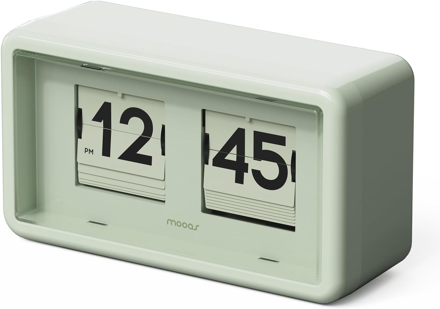 mooas Newtro Flip Desk Clock, Battery Powered, Wall/Desk (Olive) | Retro Design Auto Flip, Automatic Turning Vintage Flip, AM/PM, Home Decor Ideal for Home Office Living Room Hotel Café