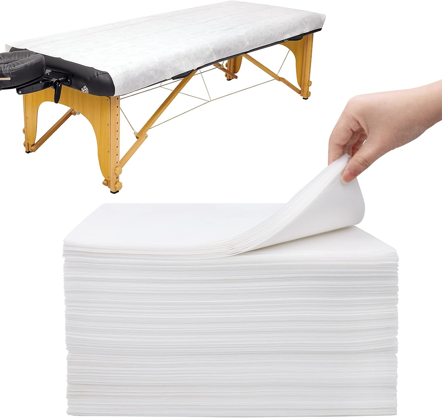 Disposable Massage Table Sheet,Xiaozhifu 100Pcs Non-Woven Disposable Sheets for Massage Table, Disposable Sheets for Salon, Spa Club,Hospital Beds,Tattoo Club,Massage Table,80 x 180 cm(White)
