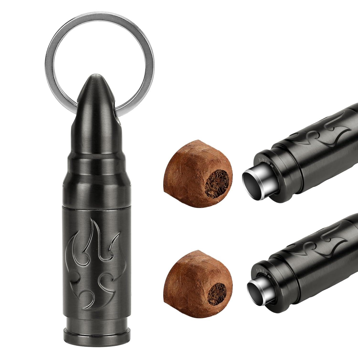Portable Cigar Punch Cutter - Twist-Out Cigar Punch with 2 Sizes, Clockwise Switch Between Large and Small Punch Holes, Precision Cutting for Various Cigars (Gunmetal)