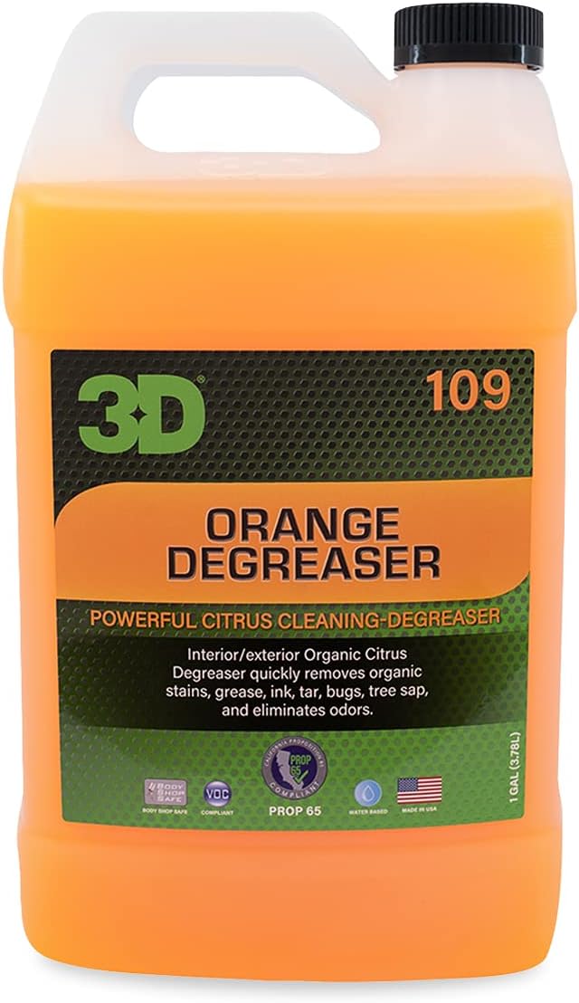 3D Orange Degreaser 1 Gallon - Organic Citrus Multi-Surface Cleaner | Removes Grease & Grime from Plastic, Metal, Vinyl, Leather, Carpet | Interior & Exterior Use