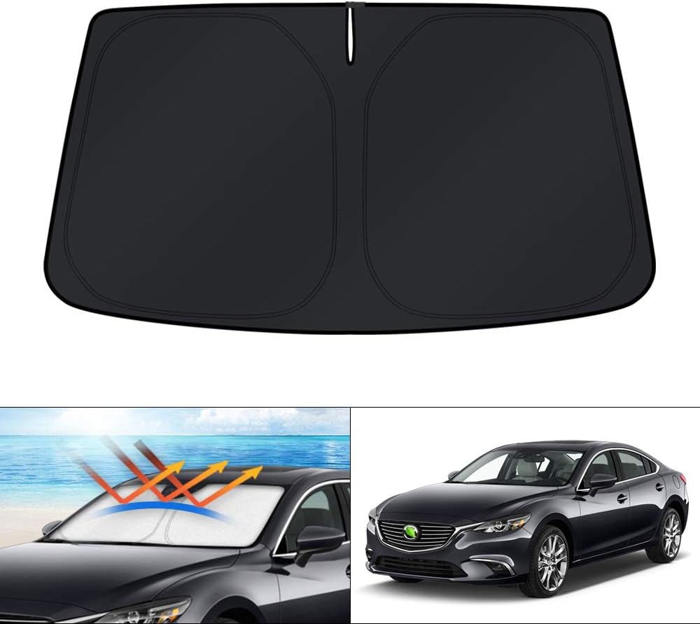KUST Custom Fit Windshield Sun Shade for Mazda 6 2014-2021 Mazda6 Accessories Sunshade Foldable Window Sun Visor Protector Blocks UV Rays Keep Your Car Cooler