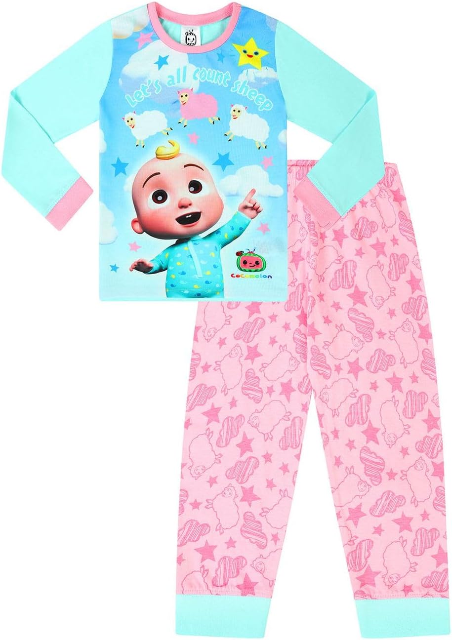 CoComelon Girls Lets All Count Sheep Long Pyjama Set Pink