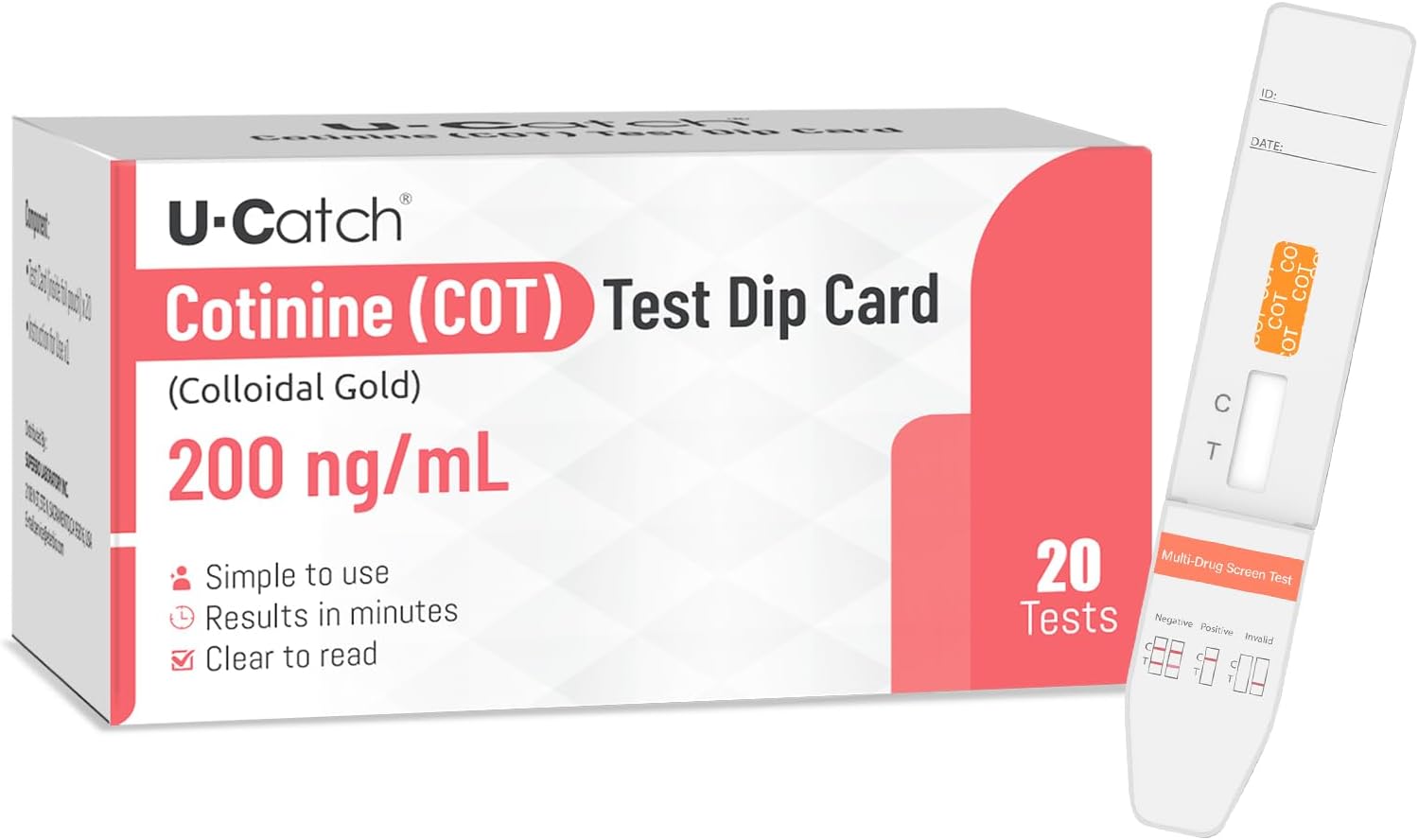 20 Pack-Nicotine Testing Kit at Home: Cotinine Urine Test Cards Detect Nicotine Use Including Vaping and Smoking,Over 99% Accurate 200 ng/ml Sensitivity