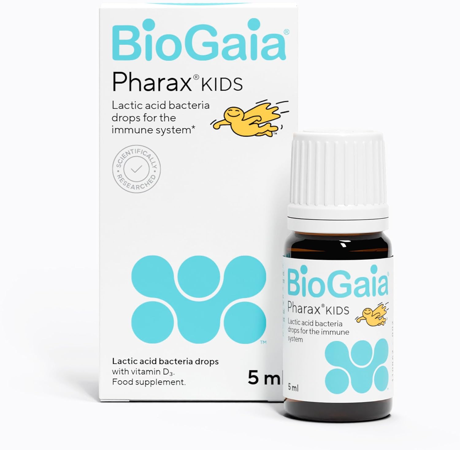 BioGaia Pharax Drops for Kids | Probiotic Supplement with 100 Million Live L. Reuteri and Vitamin D | Gut and Immune Support for Children and Toddlers