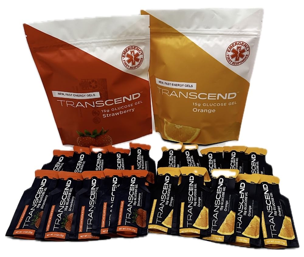 Transcend 15g Glucose Gel Raises Blood Sugar Fast - Orange & Strawberry Assortment (20)