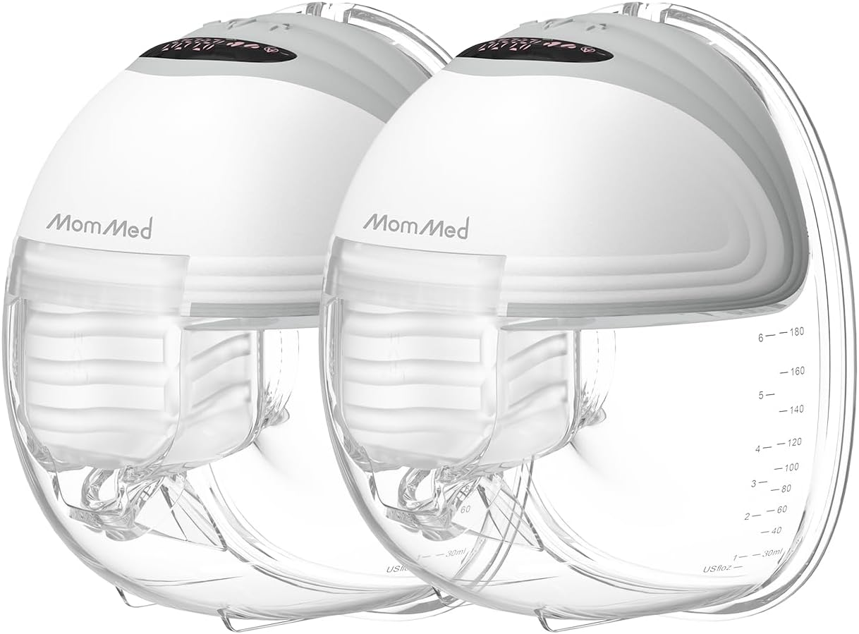 MomMed Wearable Breast Pump (Model S21) – Double Electric Hands-Free Breast Pump, Leak-Proof Design, 3 Modes (Stimulation, Expression, Auto) & 12 Vacuum Levels, Portable and Quiet, Gray, 2Pack