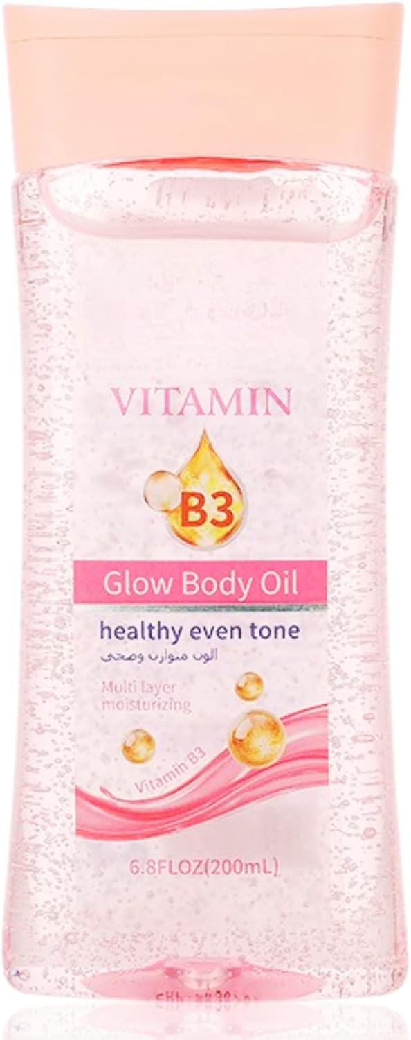 Vitamin B3 Body Oil Gel – Essential Oils for Skin – Glow Body Oil for Women – Massage Oil for Back & Gua Sha – Hydrating, Brightening & Smoothing Skin Care for Dry Skin 200ml