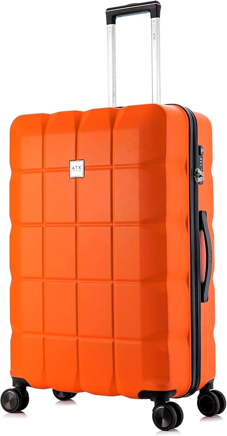 ATX 28 Inch Suitcase Large 110L – Lightweight Hard Shell Checked Luggage, 4 Wheels, TSA Lock, 30KG Capacity, Orange