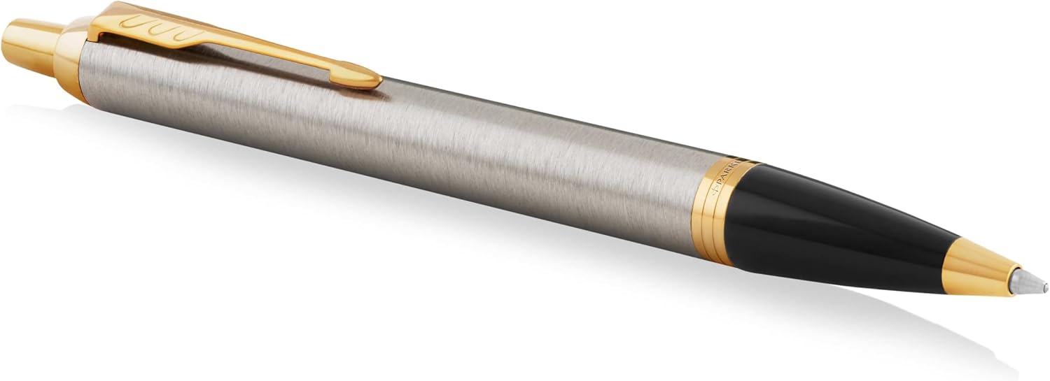 Parker IM Ballpoint Pen | Brushed Metal | Medium Point Blue Ink | Gift Box