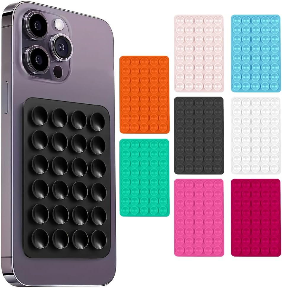 chunyuwen 8PCS Silicone Suction Phone Case Mount,sticky phone case for wall,Hands-Free Fidget Toy Mirror Shower Phone Holder, Non Slip Suction Cup Phone Mount(coloured)