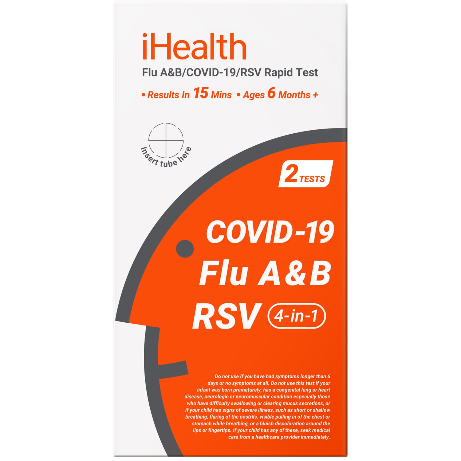 iHealth RSV Test + Flu A/B + COVID-19, 4-in-1 COVID Flu RSV Test, 2 Tests