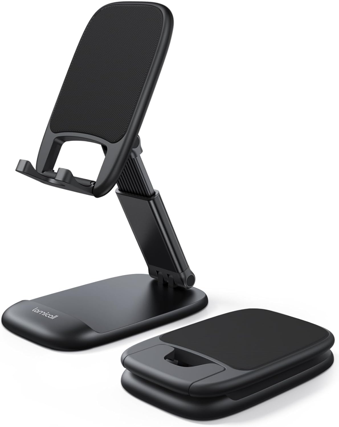 Lamicall Foldable Phone Stand for Desk - Height Adjustable Cell Phone Holder Portable Cellphone Cradle Desktop Dock Compatible with iPhone 16 15 14 13 Pro Max Mini, 12 11 XR X 8 Plus SE, Smartphone