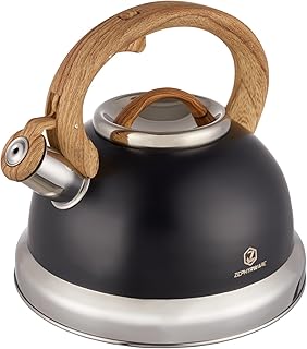 Tea Kettle, 3.0 Quart Whistling Tea Pot for Stove Top, Food Grade 304Stainless Steel Teapot with Wood Pattern Handle for Coffee, Tea, Milk etc
