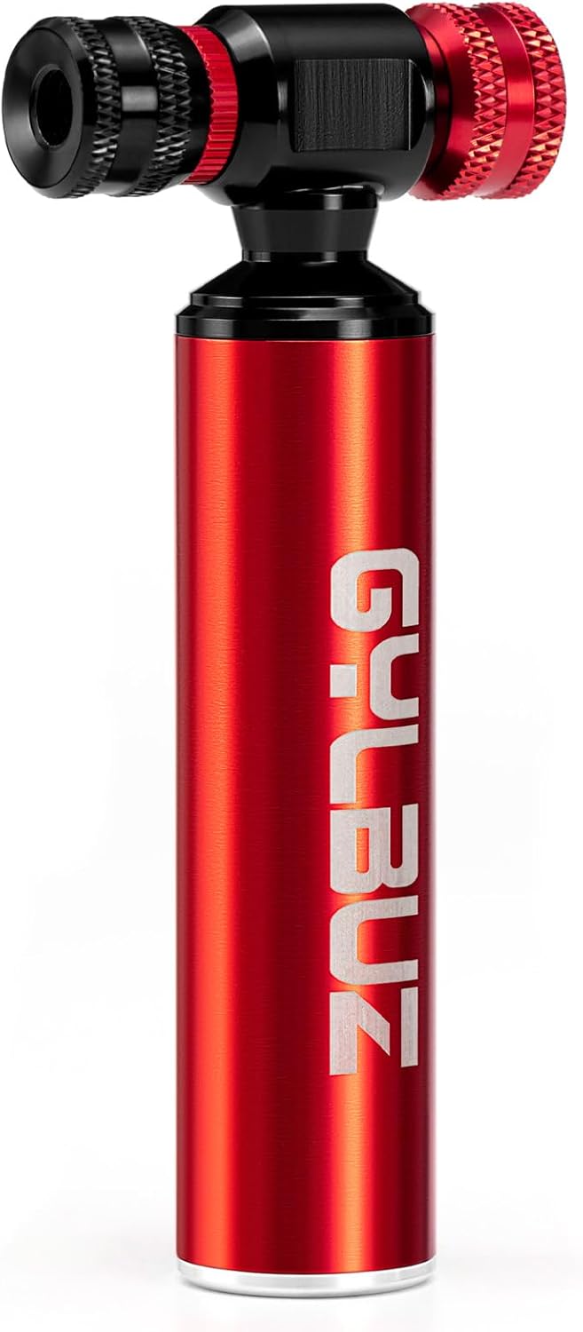 CO2 Bike Tire Inflator: Presta and Schrader Valve Compatible Portable Co2 Bicycle Pump with Cartridge Storage Canister for Road and Mountain Bikes -No CO2 Cartridges Included, Quick & Easy