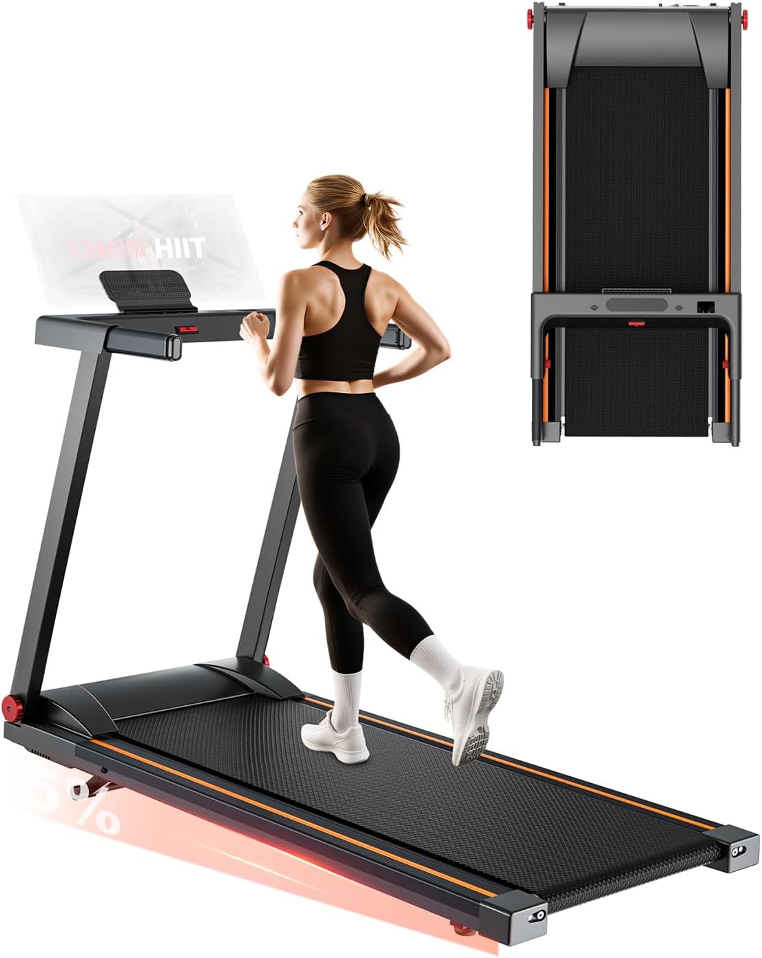 Superun 6-12% Auto Incline Treadmills for Home 12-18km/h Foldable Treadmill | 95-130cm Running Area, 136kg-181kg Capacity Folding Treadmill Running Machine with HIIT & MIIT, UK Stock Fast Delivery