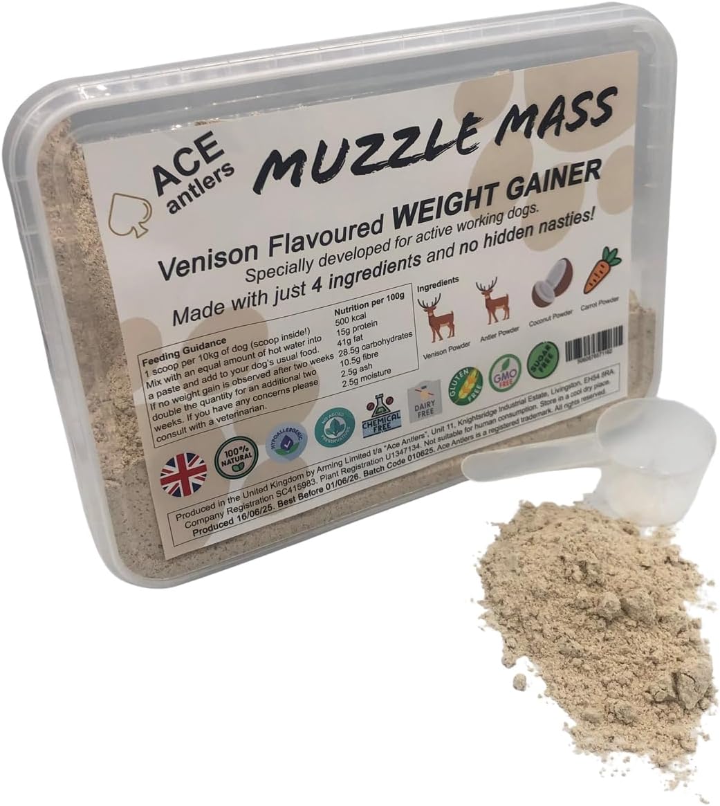 Ace Antlers Venison Flavoured Weight Gainer for Dogs 1kg - Rich in protein, Helps Build Muscle, Aids Recovery and Great for Fussy Eaters.