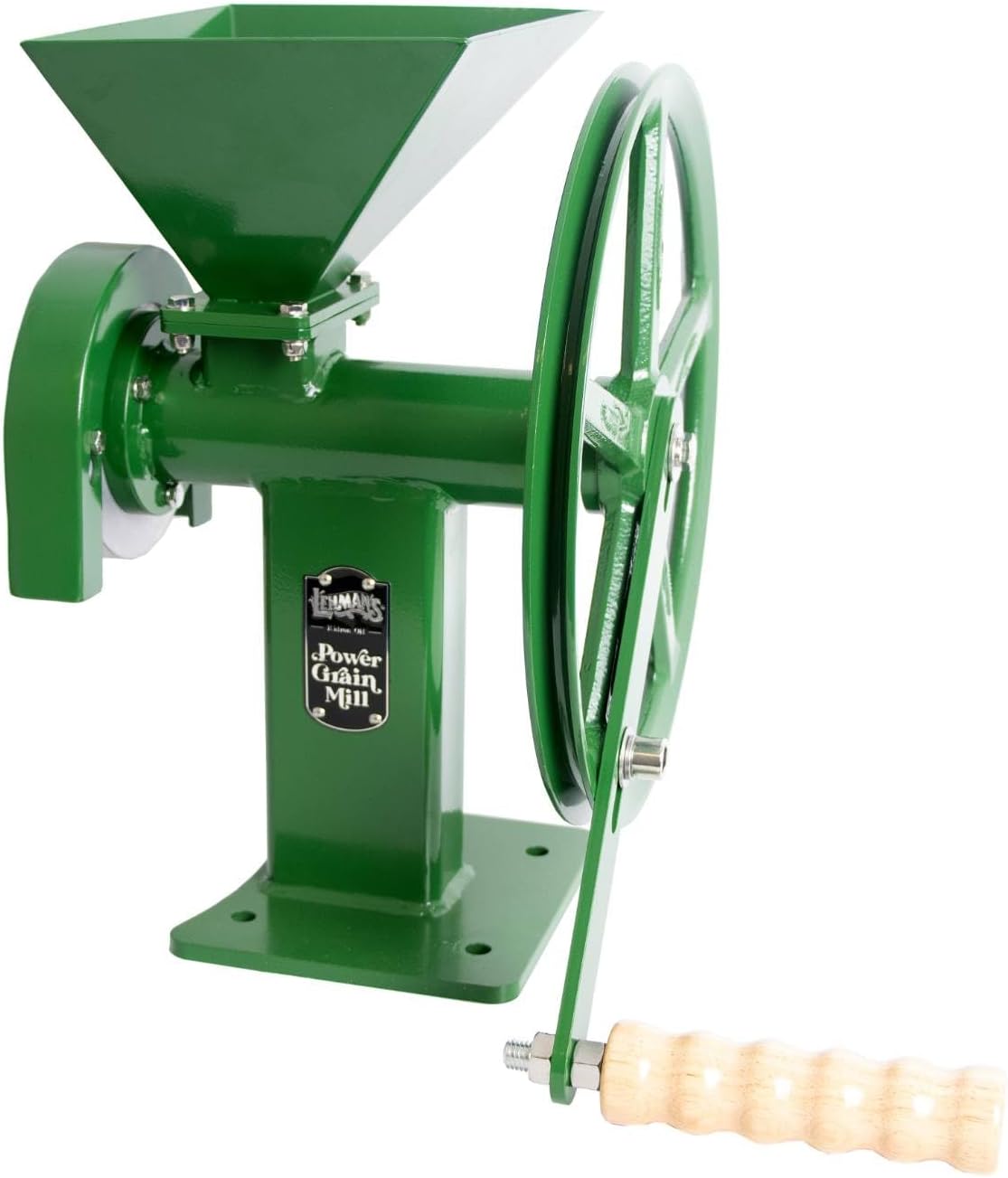 Lehman's Manual Power Grain Mill, Grinds Any Dry Grain to Pastry Flour, Big 6 Cup Capacity, 14 inches High with 12 inch Flywheel