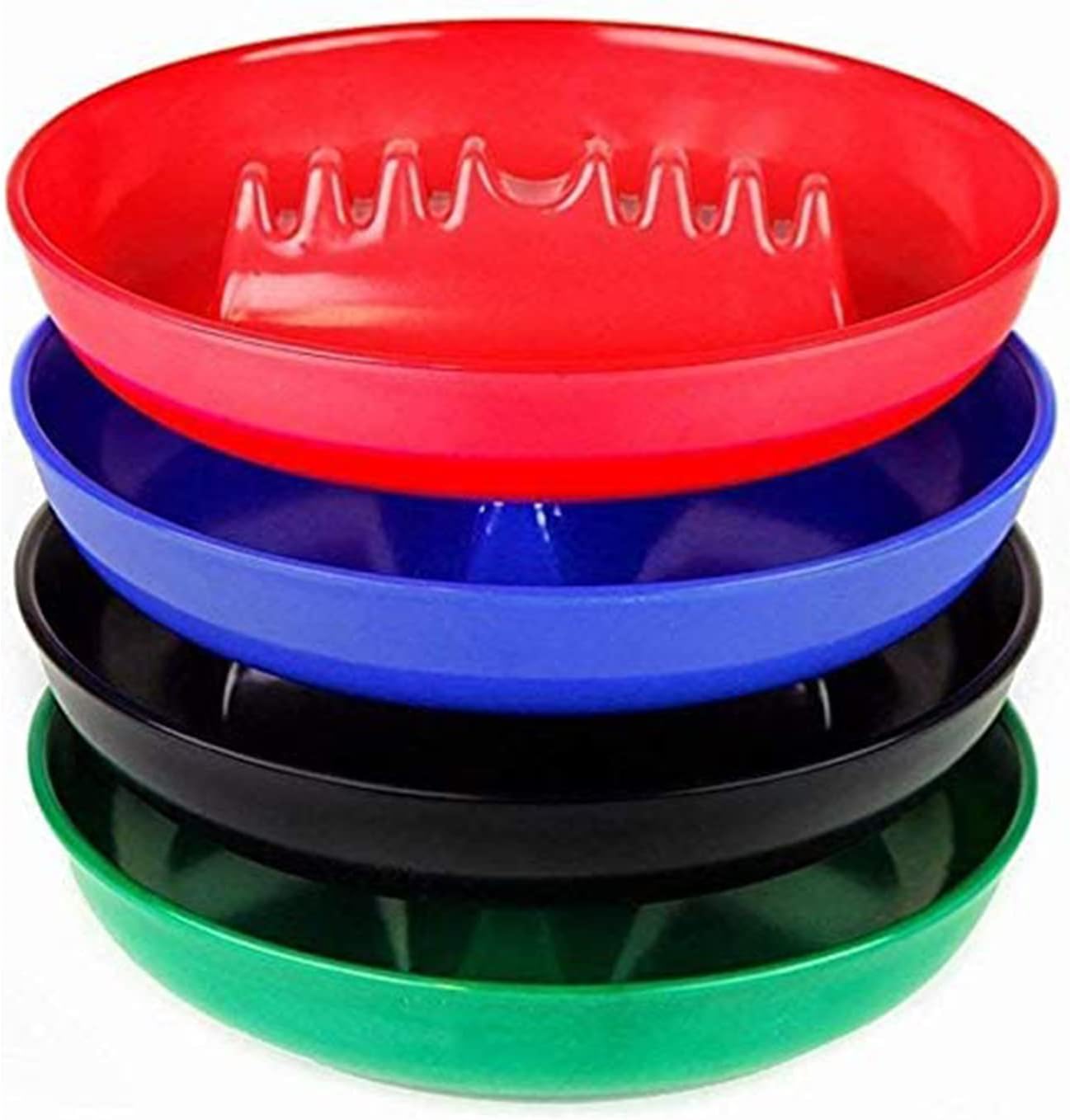 Ash Tray For Cigarettes & Cigar (Pack of 4) Round Plastic Melamine Tabletop Ashtrays, Assorted Colors - For Indoor/Outdoor, Patio, Restaurant Style