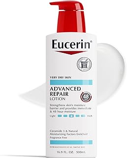 Eucerin Advanced Repair Body Lotion for Very Dry Skin, Unscented Lotion Formulated with Ceramides, 16.9 Fl Oz Bottle