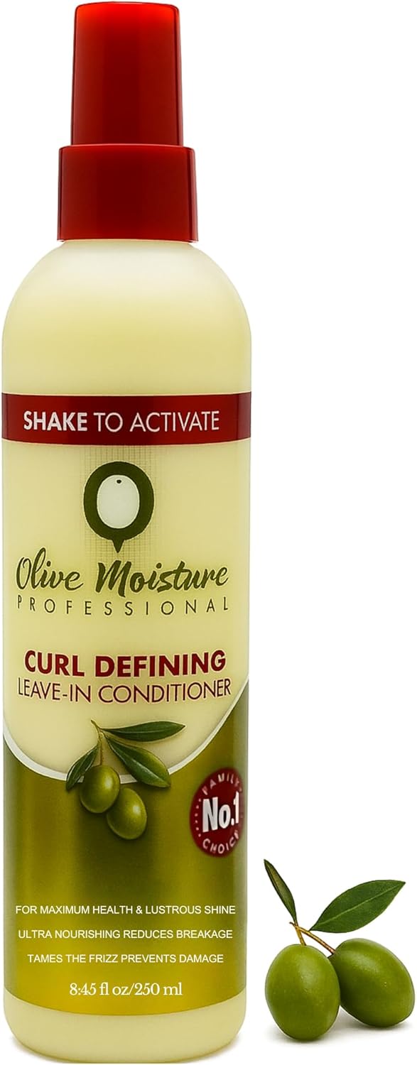 Olive Moisture Curl Defining Leave In Conditioner 8 Oz (250ml) – Nourishing formula with olive oil for curly hair, adds shine, enhances curls, hydrates frizz, no rinse needed, perfect for styling