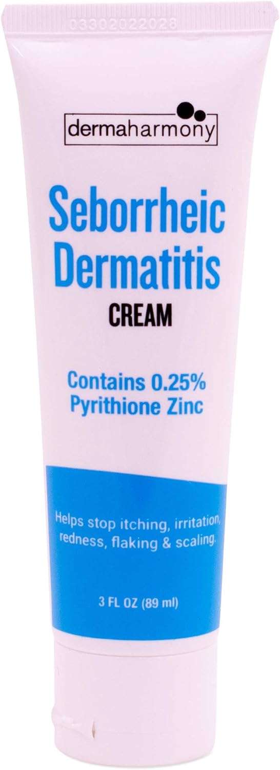 Dermaharmony Seborrheic Dermatitis Cream 3 fl oz (1 Tube) - Relieves Skin and Scalp Itching, Irritation, Redness, Flaking and Scaling - 0.25% Pyrithione Zinc