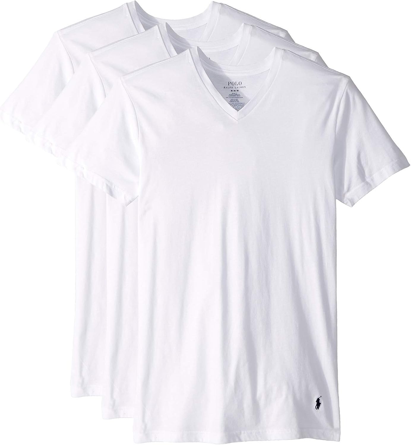 POLO Ralph Lauren Men's Slim Fit Cotton V-Neck Undershirts 3 Pack