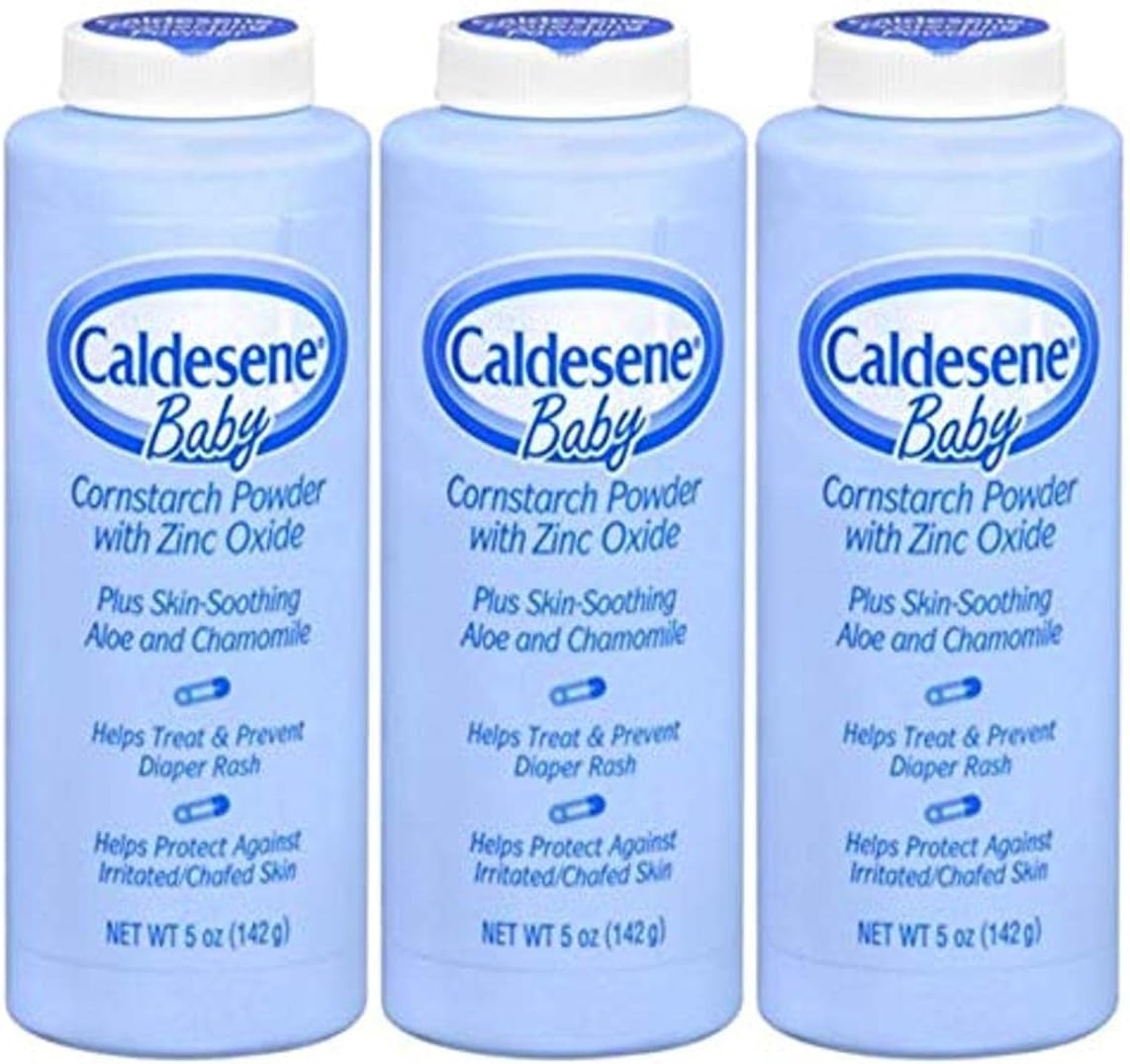 Caldesene Cornstarch Baby Powder with Zinc Oxide, Talc-Free Baby Powder, 5 Oz (3 Pack)