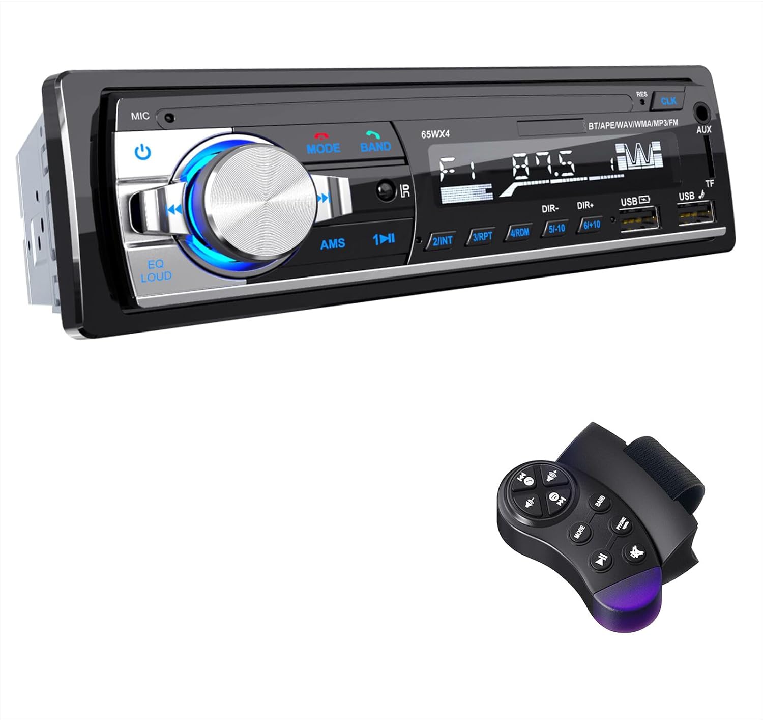 RDS Car Stereo Radio Bluetooth 5.0, CENXINY Car Radio Bluetooth Hands-Free Calling, 4x65W 1 Din Car Stereo with Clock/Remote Control MP3 Player Supports 2 USB/AUX in/TF/SD/iOS Android