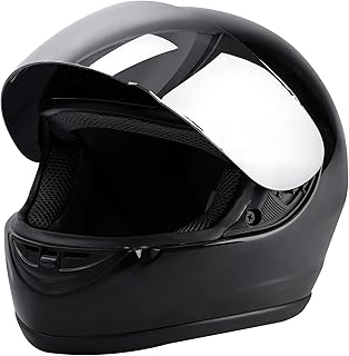 TCMT Gloss Black DOT Flip up Full Face Street Dirt Bike ATV Off-Road Motorcycle Motocross Helmet with Open Face Sun Shield
